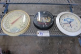 Snap On clock, Chevy clock, & Dupont thermometer