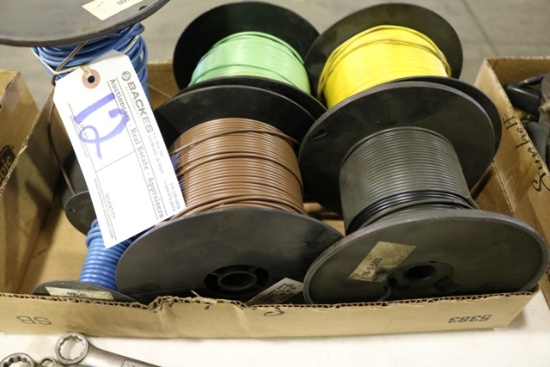 Box flat of electrical wire rolls