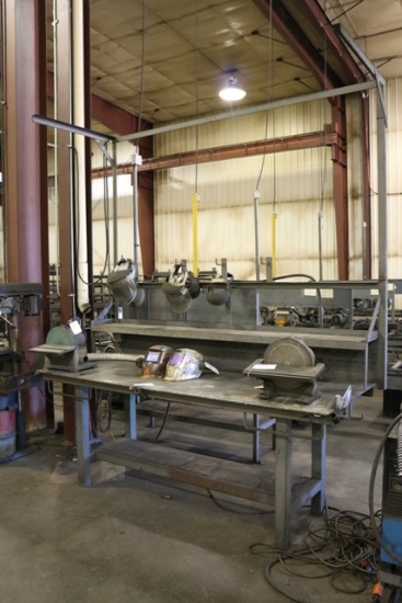 36" x 96" steel welding /fabrication table with over shelf