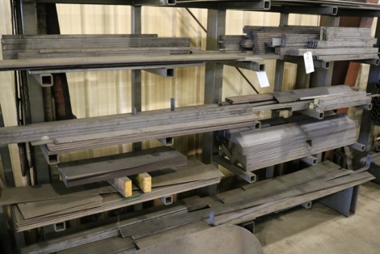 Flat steel stock inventory on rack