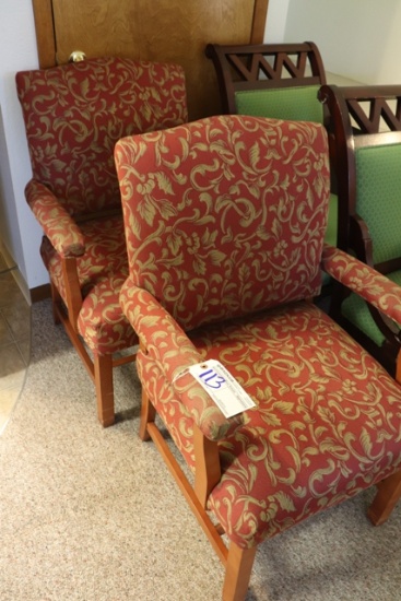 Pair to go - Floral pattern padded arm chairs