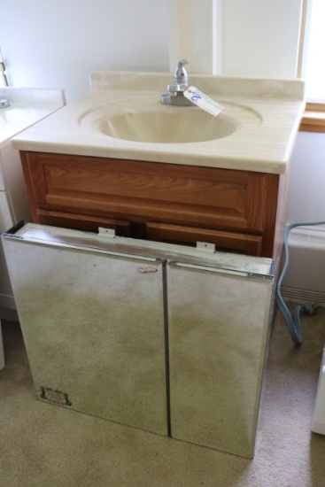 30" vanity with sink & oak medicine cabinet