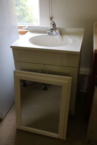 24" white vanity with sink & medicine cabinet