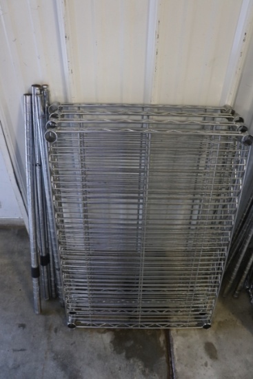 Times 2 - 21" x 30" wire racks with 32" poles - 2 shelves per rack