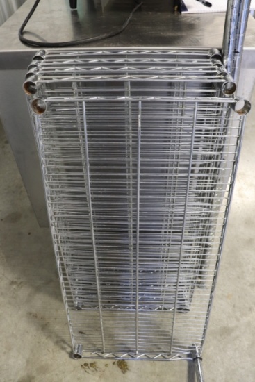 18" x 36" wire rack with 5 shelves - 1 pole broken - AS IS