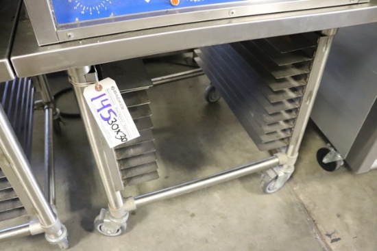 30" x 30" stainless portable equipment stand with sheet pan rack