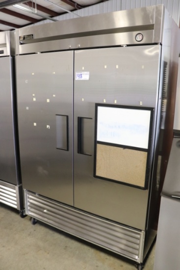 True T-49 stainless 2 door cooler - good interior - some minor damage to ex