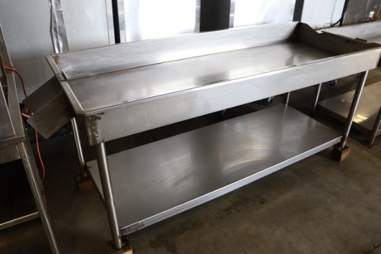 28" x 74" stainless popcorn batch/bagging table