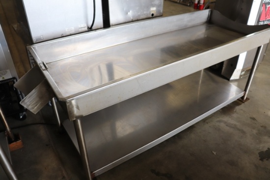 28" x 74" stainless popcorn batch/bagging table