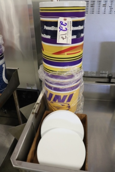 All to go - 12 College UNI, ISI, Iowa, & Penn State popcorn tins with 10 li