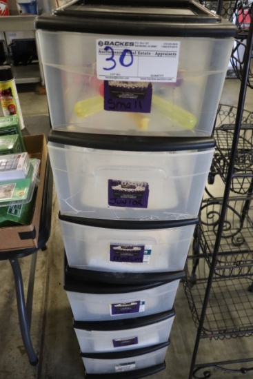 Plastic storage bins with misc. plastic bags