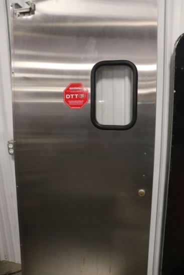 Bidding on ONE Eliason 35.5" x 81.75" stainless heavy duty pass through doors - Nice