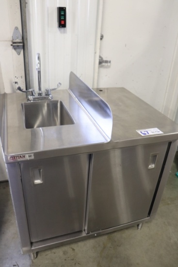 30" x 36" divided stainless steel hand sink work table base cabinet - nice