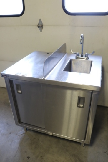 30" x 36" divided stainless steel hand sink work table base cabinet - nice