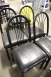 All to go - 4 Black metal framed black seated dining chairs