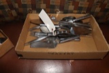 Box flat of stainless serving spoons, & spatulas