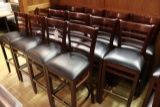 Times 14 - Wood frame black padded bar chairs