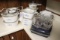 2 sets of corning ware and glass baking dishes, and glass measuring cups