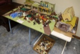 Marx Frontier Tin Buildings and plastic toys included