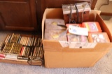Large box of 8 track tapes and Panasonic player