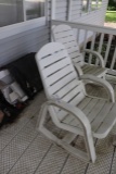 Plastic chairs and bench (porch)