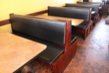 Times 4 - 6 person oak & black vinyle seat booths with 27