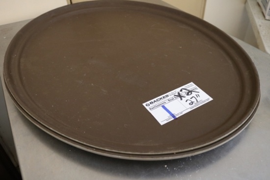 Times 2 - 27" brown oval satin service trays