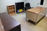 Office to go - desk, credenza, book shelf and office chair