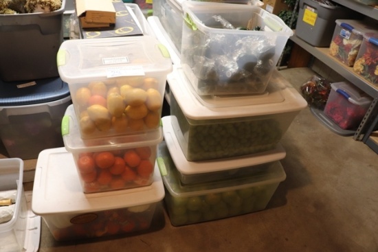 All to go - 7 totes of plastic décor fruits