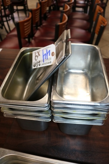 Times 9 - Stainless 1/3 x 6" inset pans w/ 2 lids