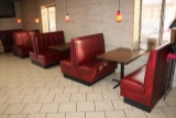 Times 4 - Burgundy vinyl 4 person booths w/ 30