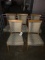 Times 5 - Wood framed, checkered tweed patterned dining chairs