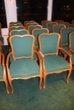 Times 10 - green padded back and seat wood framed dining chairs - 2 captain