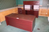Complete office system to go: Cherry finish single pedestal office desk, do