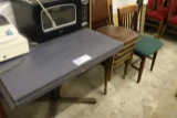 Blue table with chairs