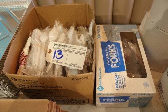2 Boxes of plastic forks & spoons
