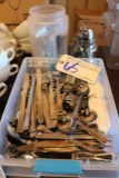 Box of knifes, forks spoons & soup spoons