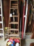 6' wood stepladder and gas can