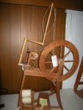 Ashford traditional spinning wheel with Lazy Kate with bobbins and distaff