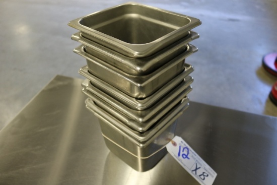 Times 8 - 1/6 x 6" stainless inset pans - no lids