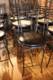 Times 10 - metal frame ladder back bar chairs with black padded seats - som