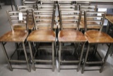 Times 12 - Brushed silver metal framed bar chairs with wood seats - some sc