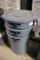 Times 3 - Rubbermaid 32 gallon Brute barrels with 1 lid