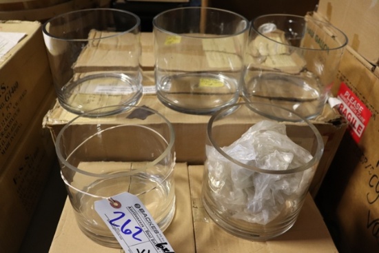 Times 17 - 6" round x 6" tall clear glass cylinders