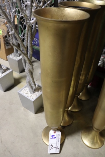 Times 4 - 29" tall gold painted vases