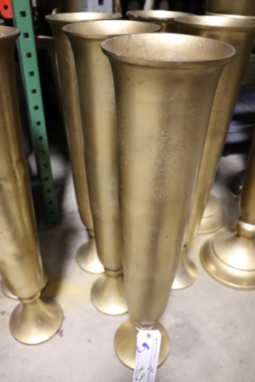 Times 3 - 29" tall gold painted vases