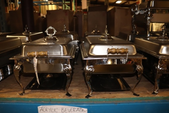 Times 4 - Ornate wood handled stainless chafing units - no fuel containers