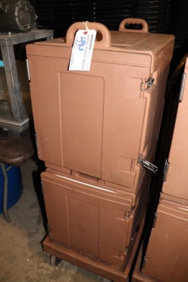 Times 2 - Carlisle NPC300 tan catering boxes with cart