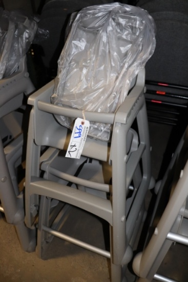 Times 2 - Rubbermaid grey high chairs with trays