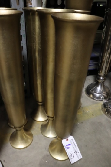 Times 3 - 29" tall gold painted vases